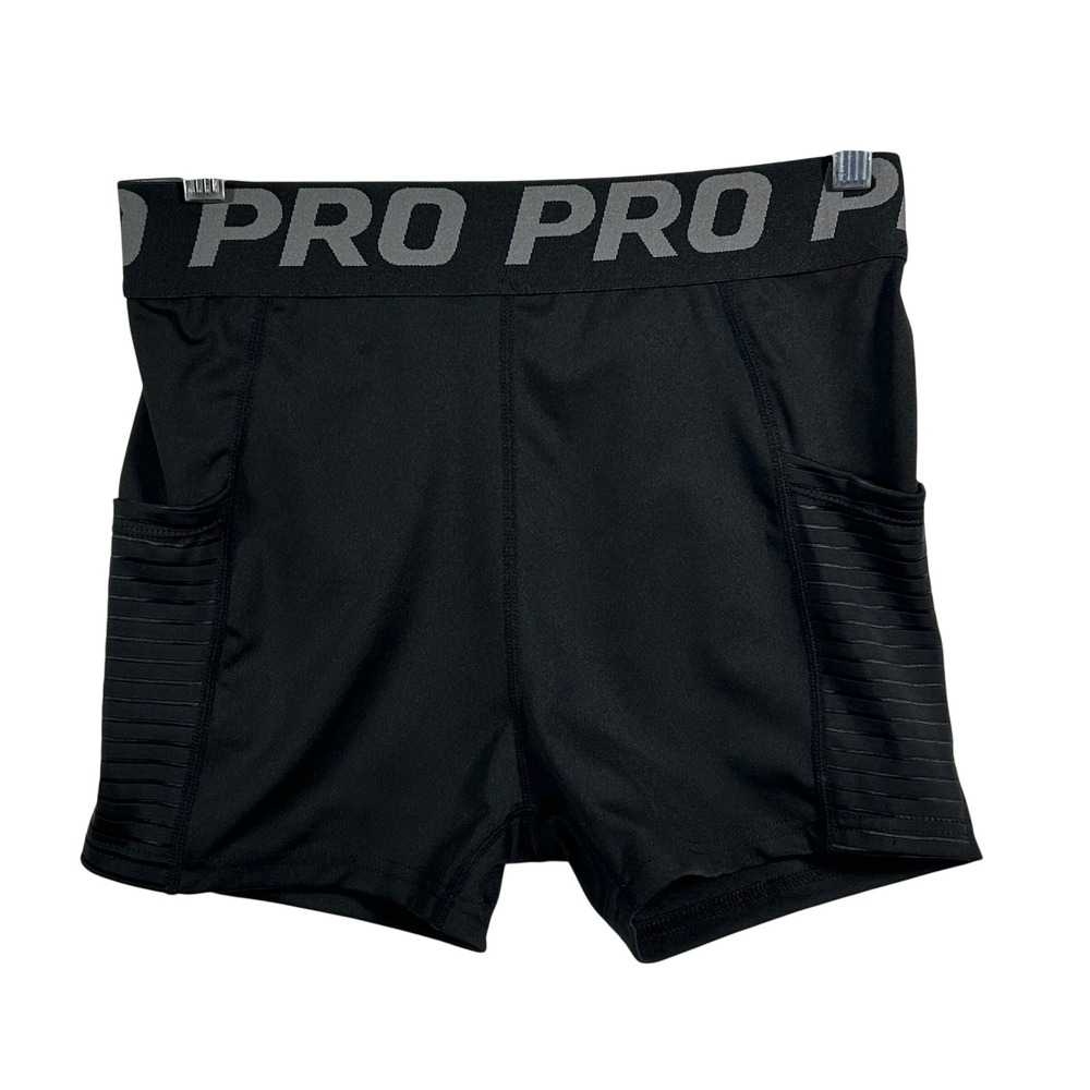 Shein Pro Black Compression Workout Shorts Womens Large Pockets High Rise 3in